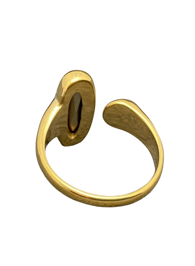 Geometric Zircon 18K Gold Plated Ring in Clear