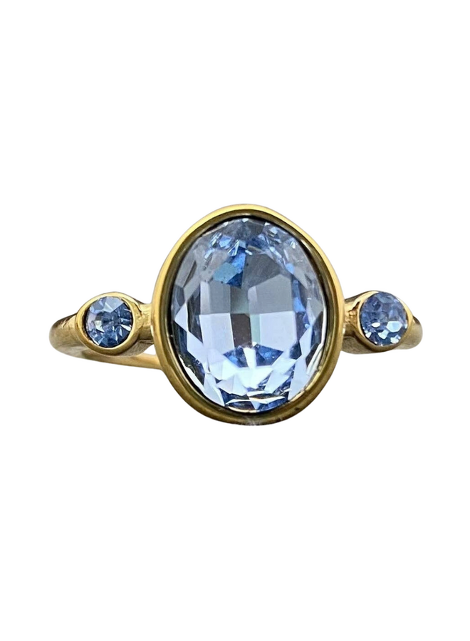 Geometric Zircon 18K Gold Plated Ring in Blue
