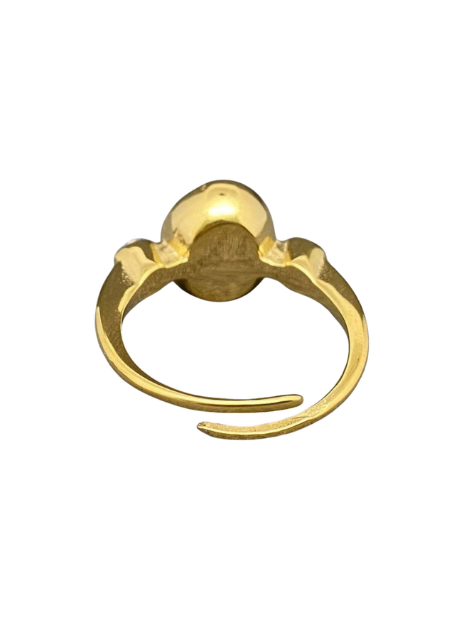 Geometric Zircon 18K Gold Plated Ring in Blue