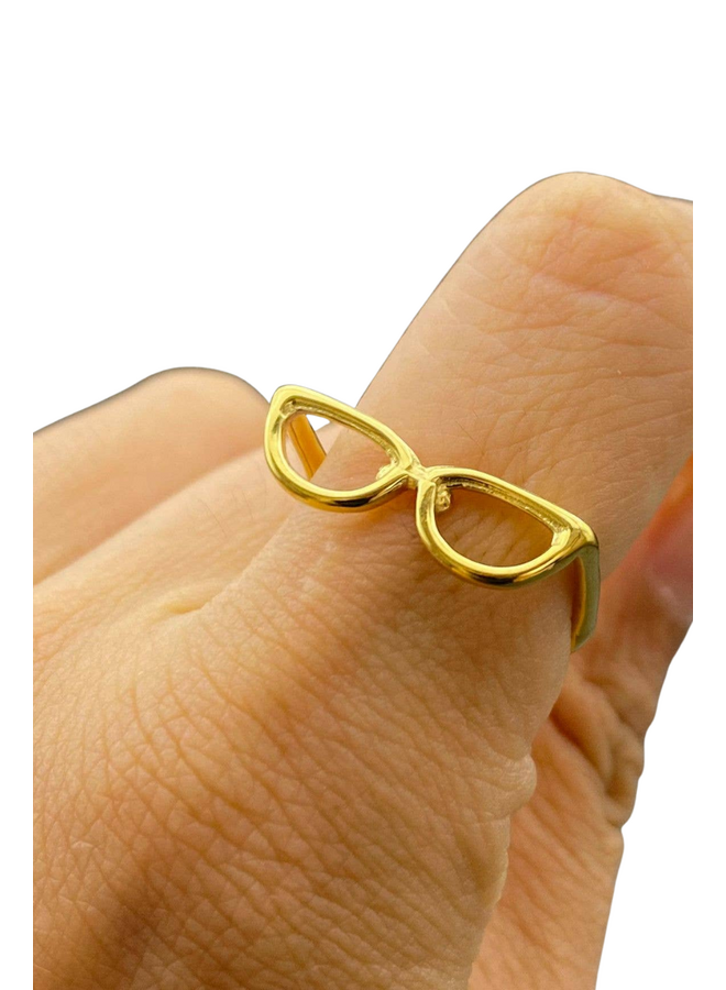 18K Gold Plated Glasses Ring