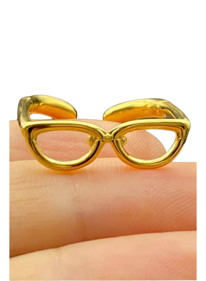 18K Gold Plated Glasses Ring