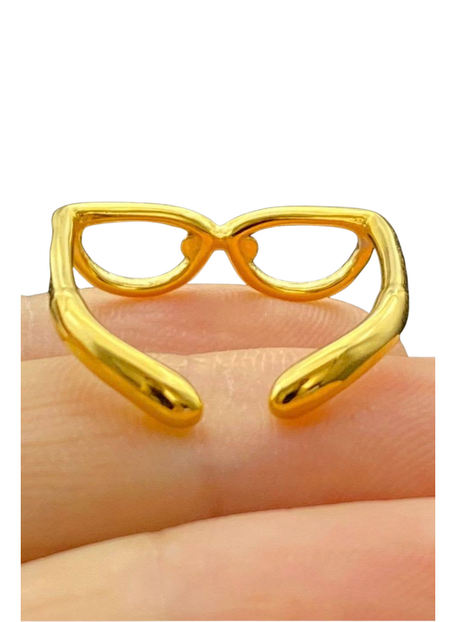 18K Gold Plated Glasses Ring