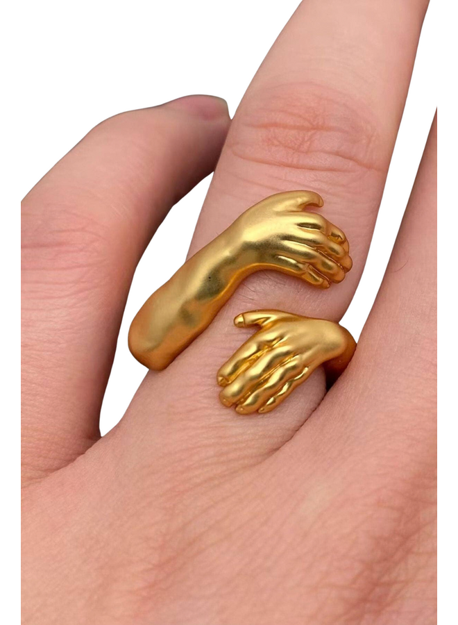 18K Gold Plated Embrace Hands Ring