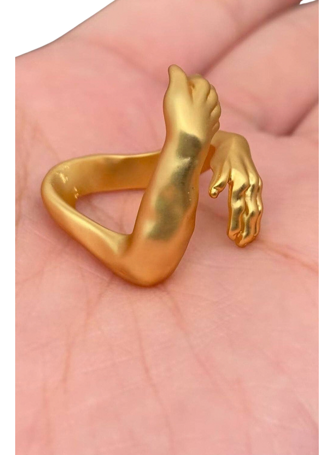 18K Gold Plated Embrace Hands Ring