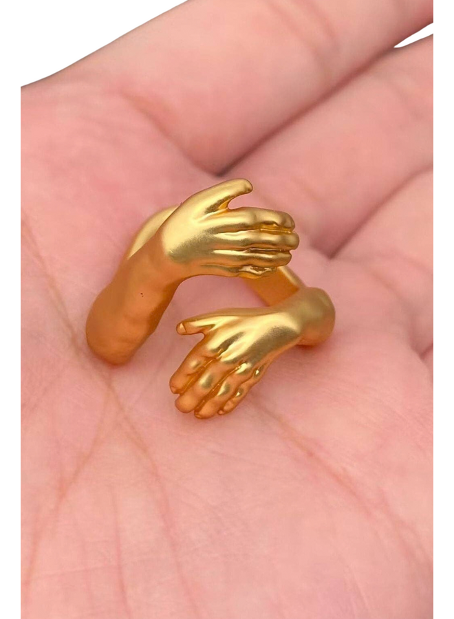 18K Gold Plated Embrace Hands Ring