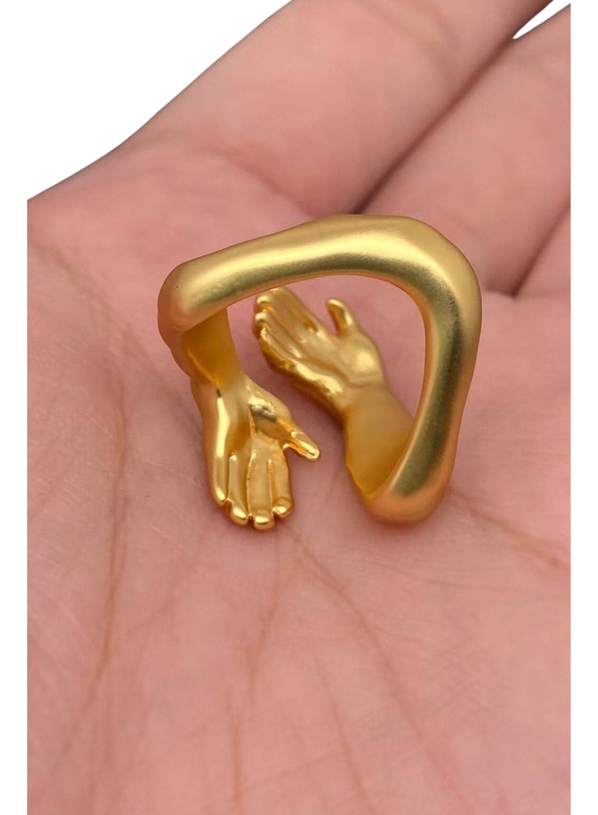 18K Gold Plated Embrace Hands Ring