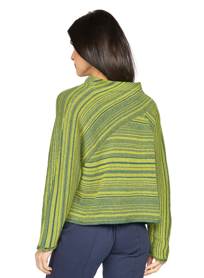 Olivia Crossbody Cowl Stripe Sweater in Spruce