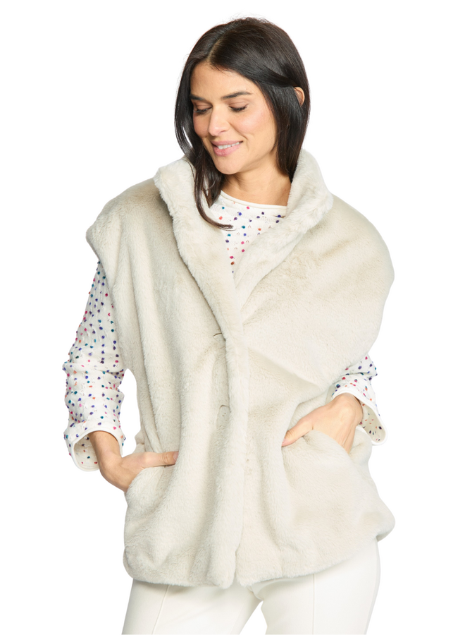 Olivia Stellar Faux Fur Vest in Sand