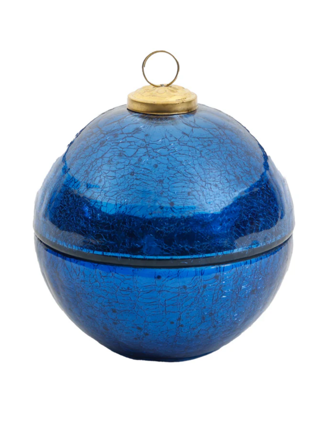Della Robbia Royal Blue Glass Ornament Candle 10 oz