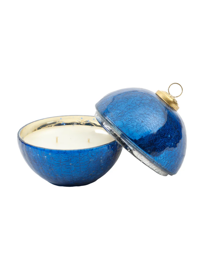 Della Robbia Royal Blue Glass Ornament Candle 10 oz