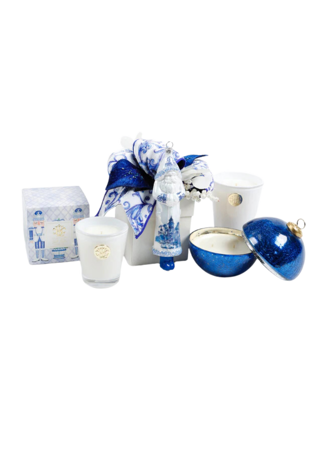 Della Robbia Royal Blue Glass Ornament Candle 10 oz
