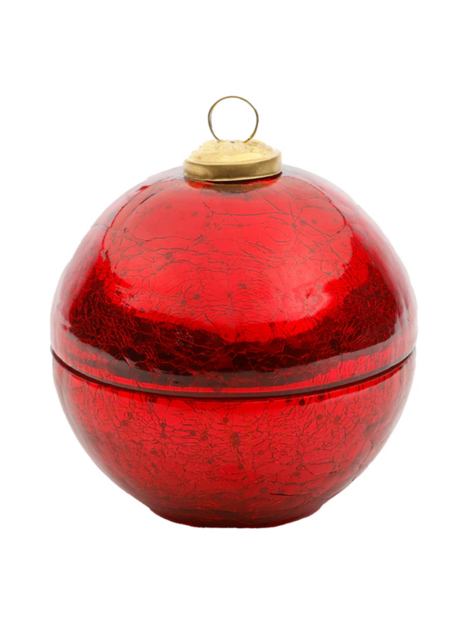 Noel Red Glass Ornament Candle 10 oz