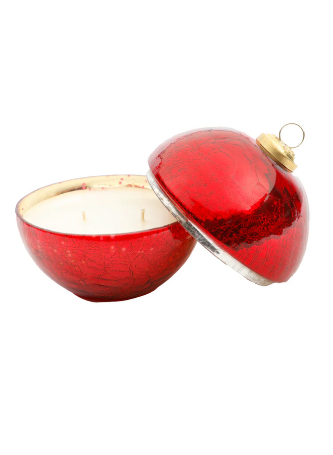 Noel Red Glass Ornament Candle 10 oz