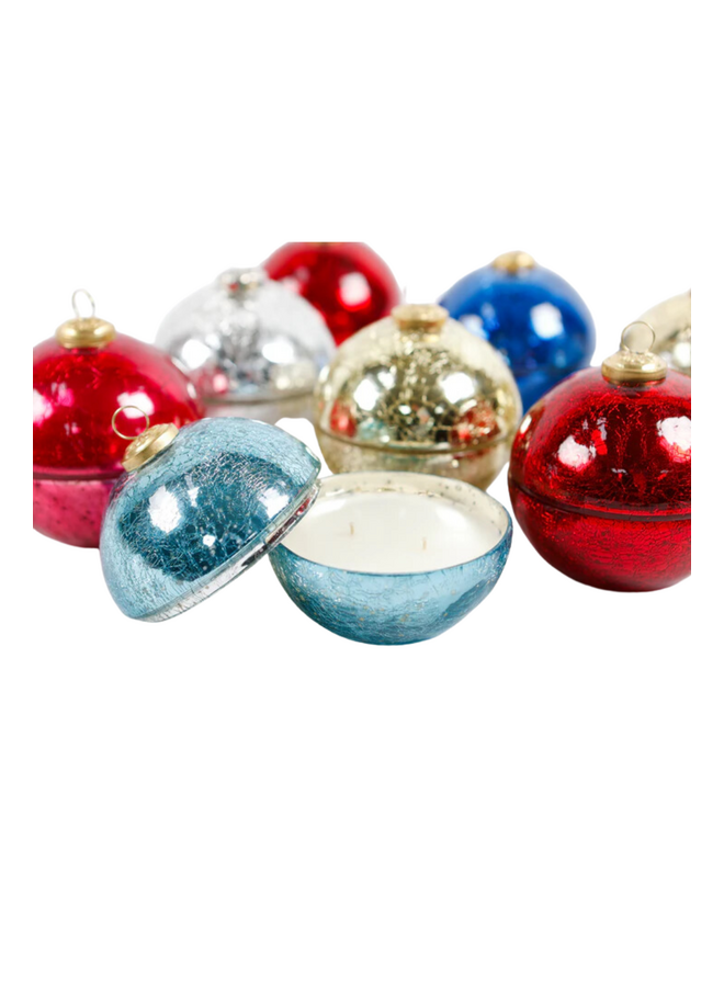 Noel Red Glass Ornament Candle 10 oz