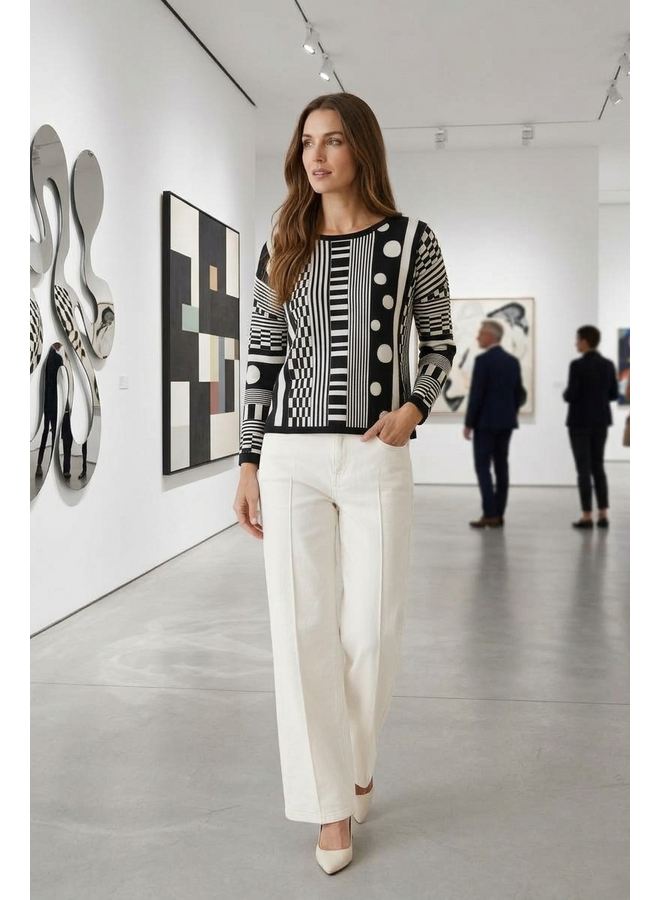 Olivia Modernist Mix Sweater in Ivory