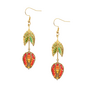 Beaded Hanging Tulip Earrings in Red