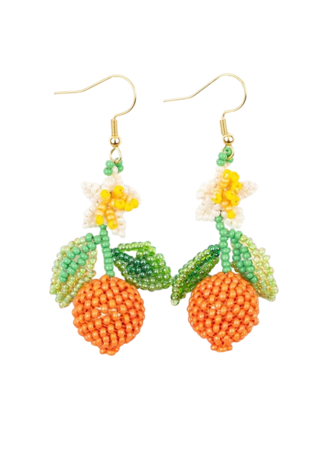 Beaded Orange Blossom Earrings