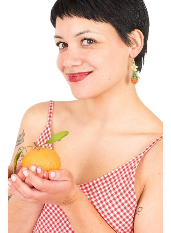 Beaded Orange Blossom Earrings