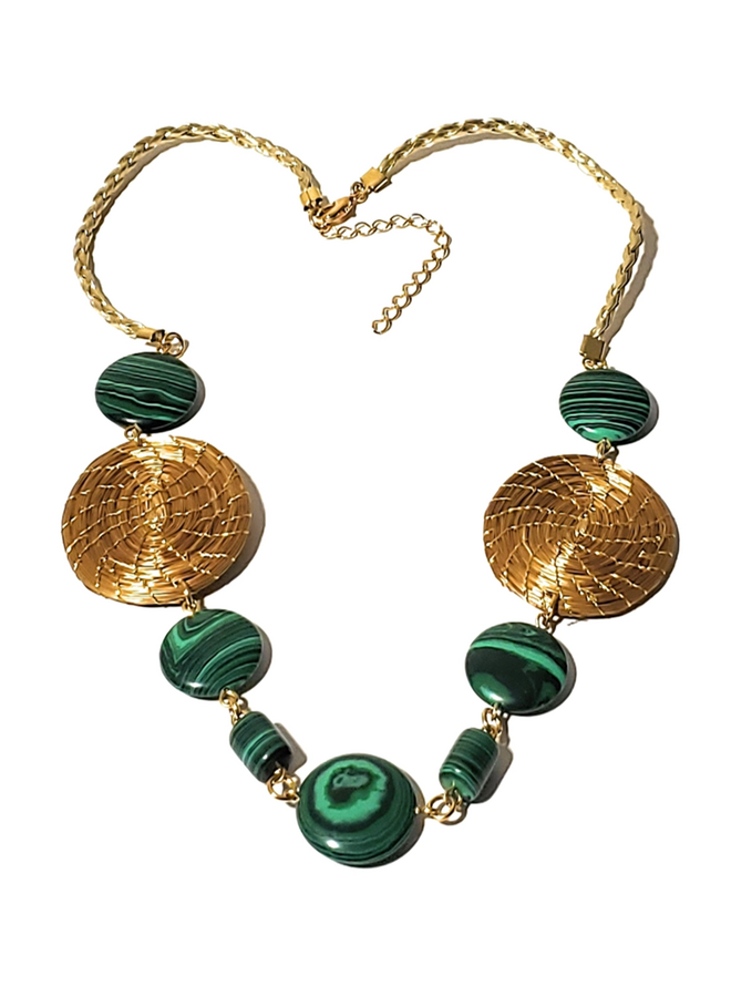 Golden Grass Malachite Necklace