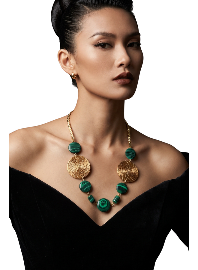 Golden Grass Malachite Necklace