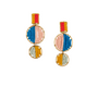 Mod Block Beaded Earrings In Retro Red