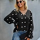 Black and White Pom Detail Blouse, X-Large