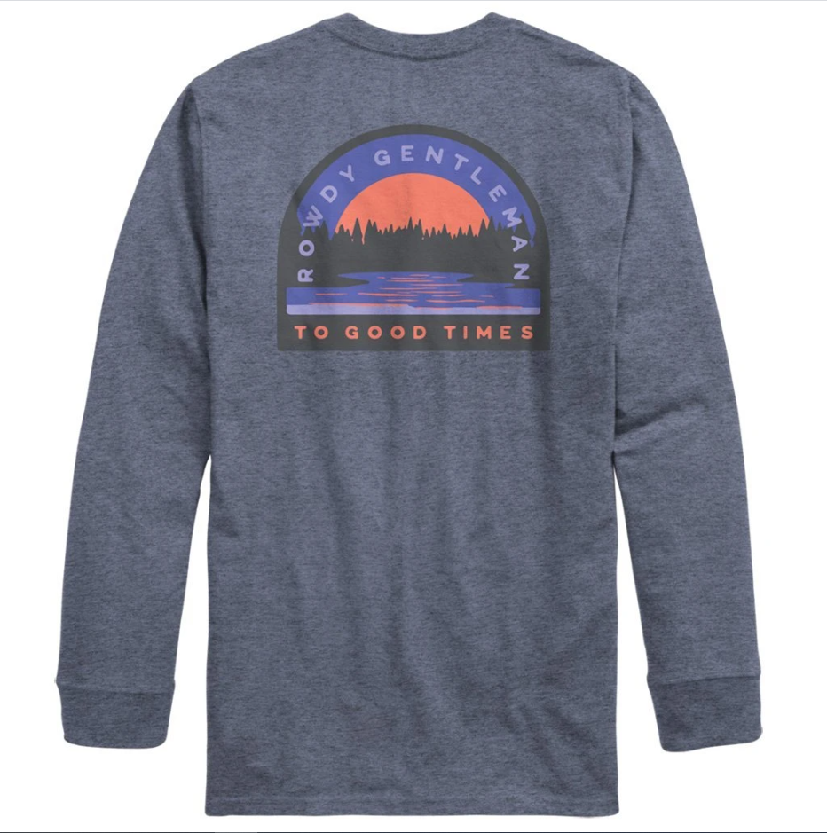 Rowdy Gentleman Main Stream Long Sleeve Pocket Tee Grisaille
