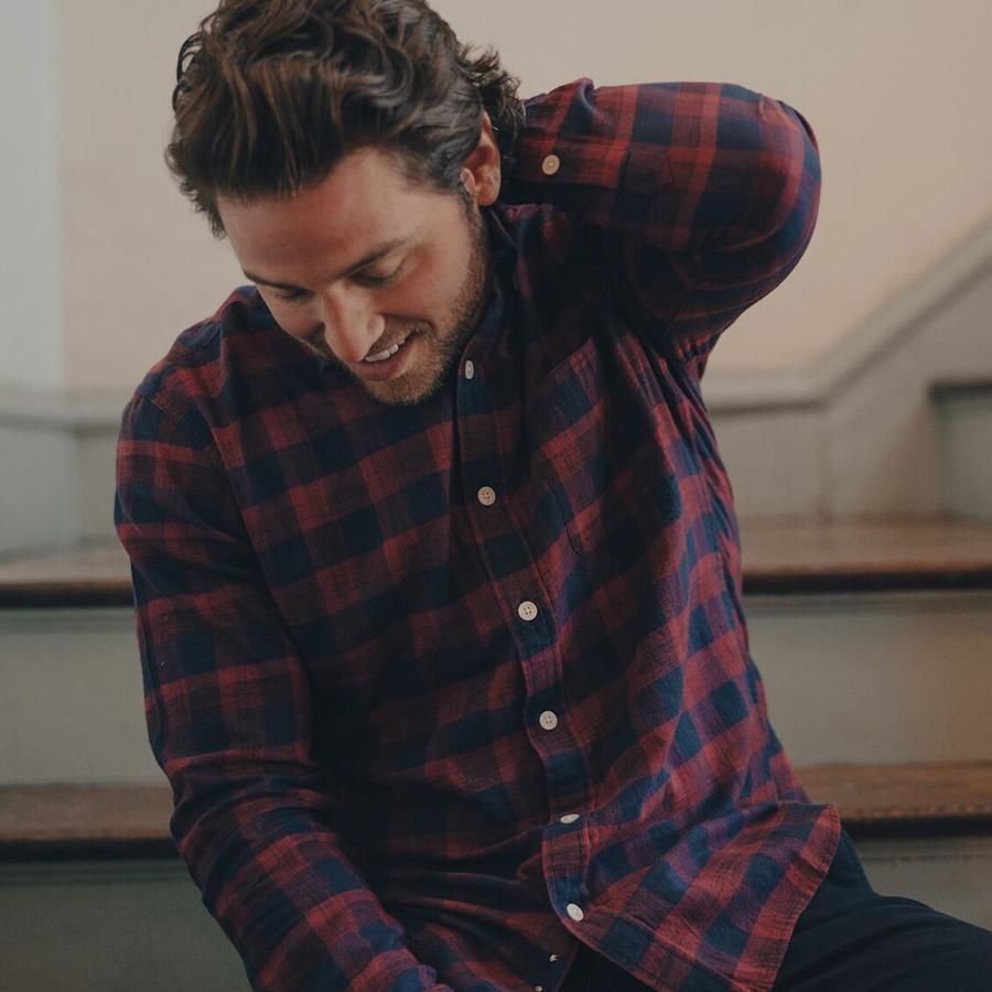 The Normal Brand Space Dyed Indigo Plaid from Normal Brand