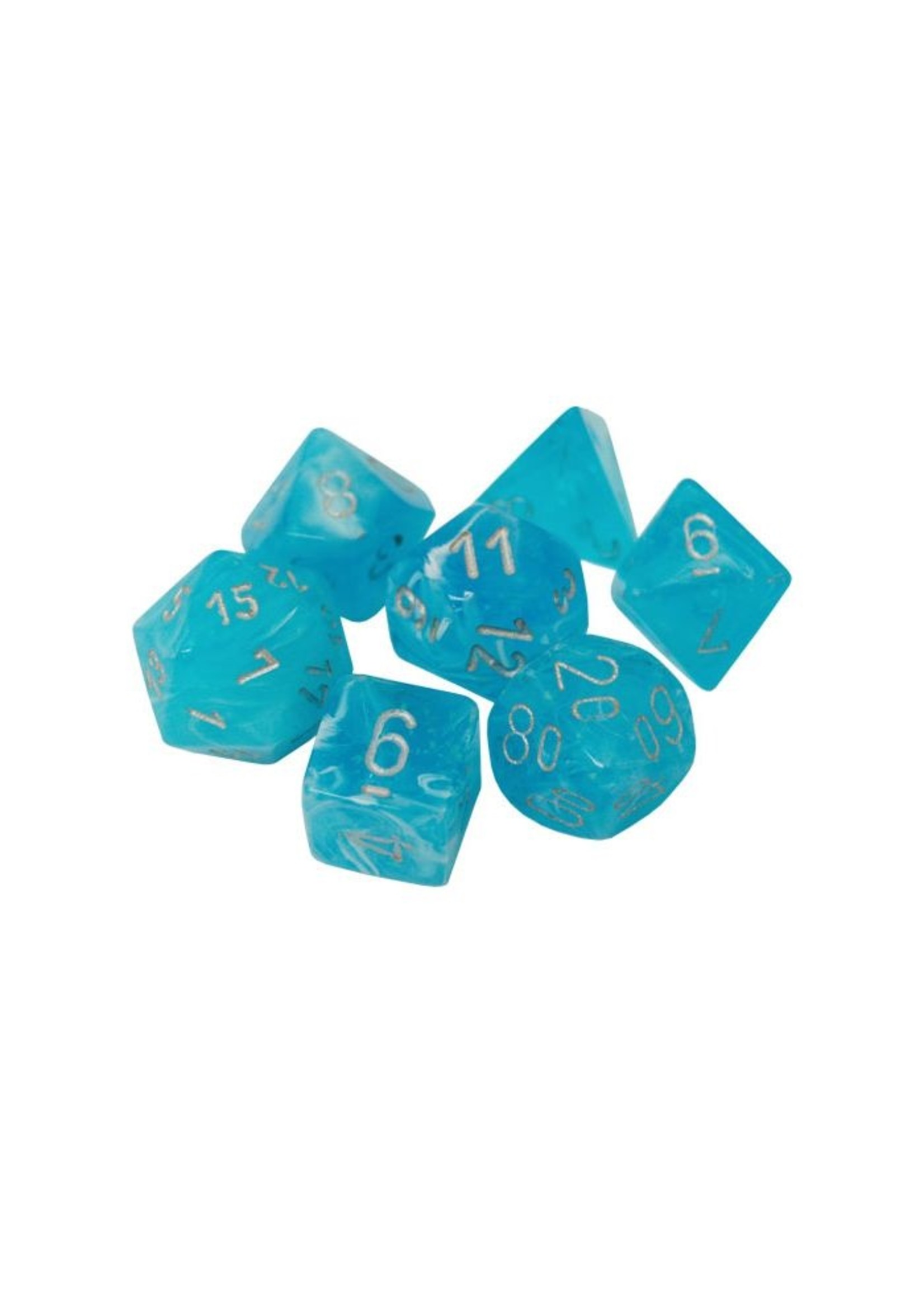 Dice Menagerie 10: Luminary Poly Sky/Silver (7)