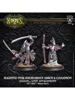 Hordes: Legion of Everblight Blighted Nyss Swordssman Abbot and Champion Unit Attachment (White Metal)