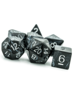 Black Brushed White Silk RPG Dice Set