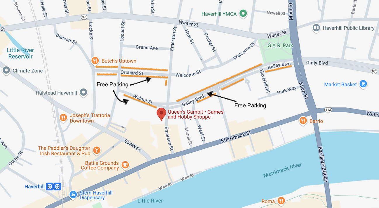 Map showing free parking