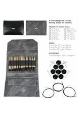 Lykke Lykke Driftwood 5-inch Interchangeable Circular Needle Set, Grey Denim Effect Case