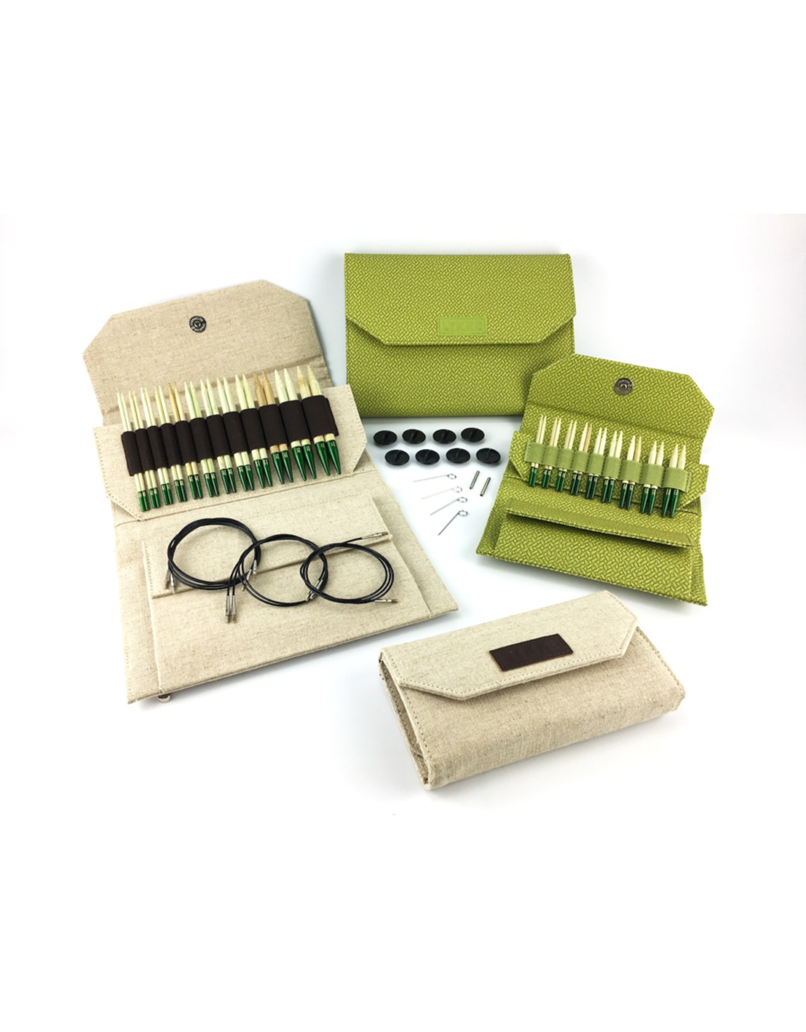 Lykke Lykke Grove Bamboo 5" Interchangeable Needle Set, Beige Jute Case