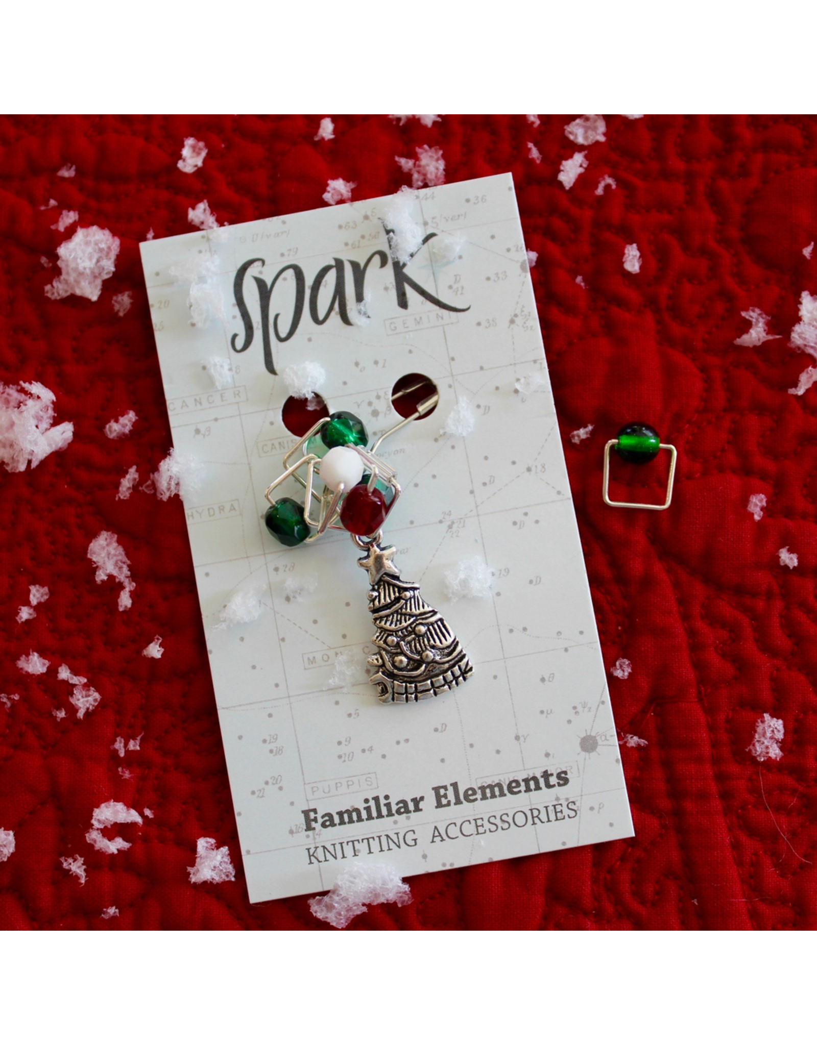 Spark Square Stitch Markers, Christmas Tree