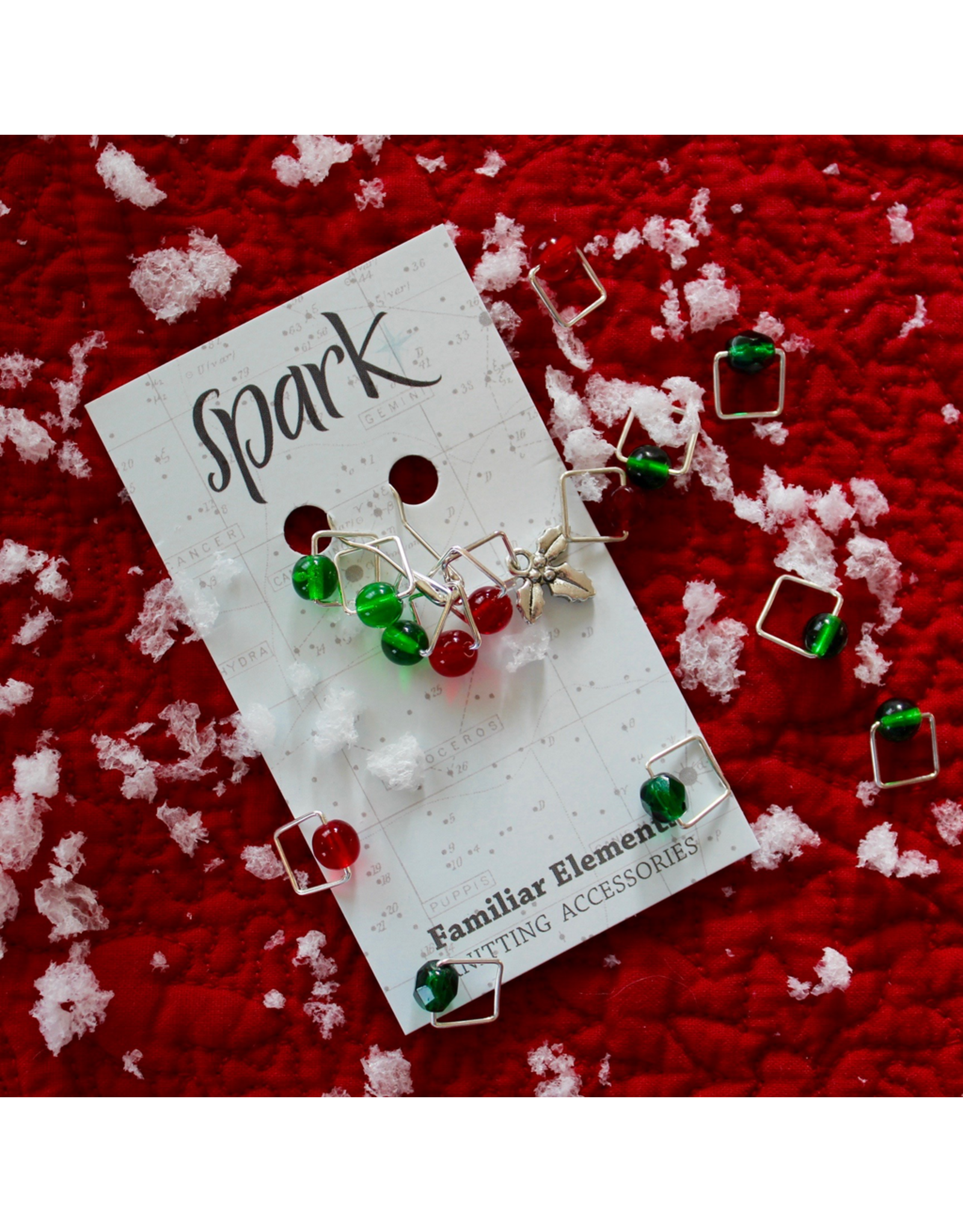 Spark Square Stitch Markers, Holly