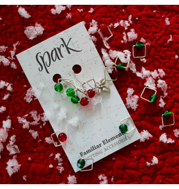 Spark Square Stitch Markers, Holly