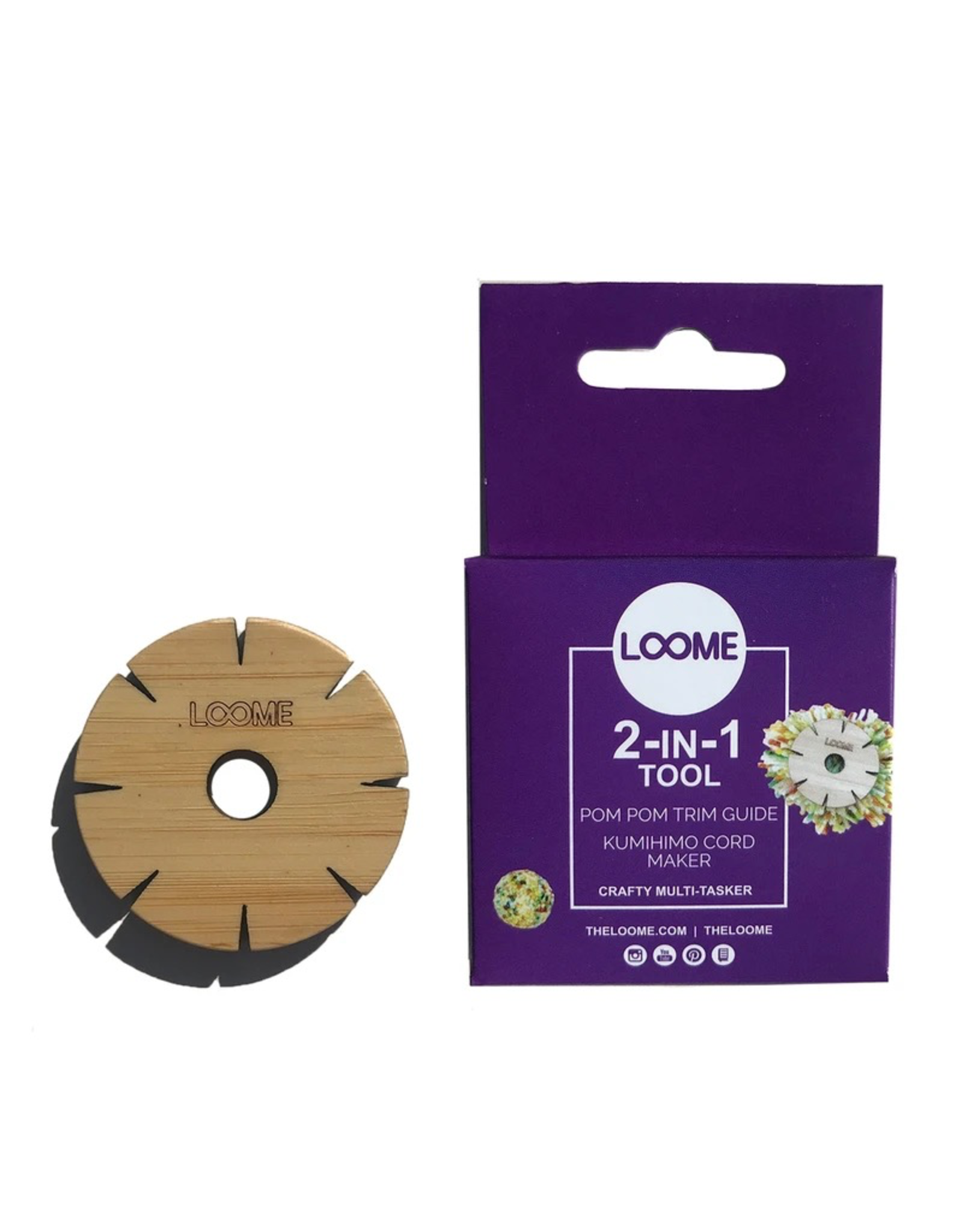 Loome The Loome 2-In-1 Tool: Pom Pom Trim Guide & Kumihimo Cord Maker
