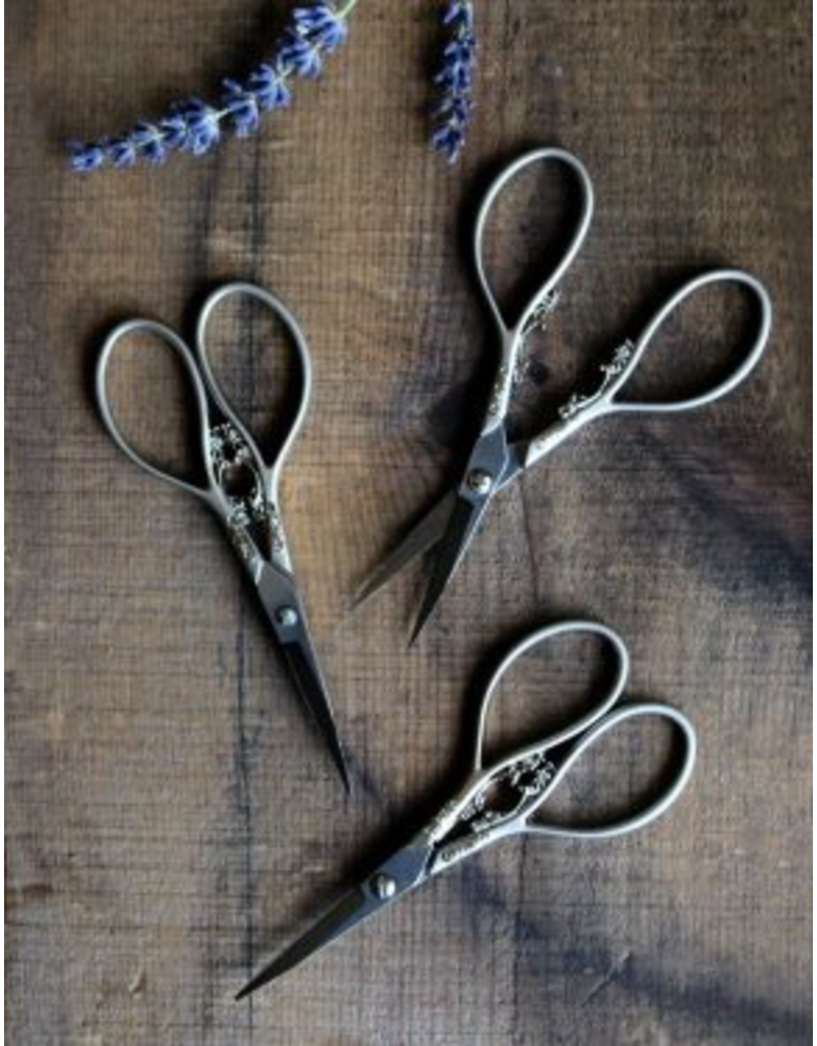 Never Not Knitting Floral Teardrop Scissors in Silver