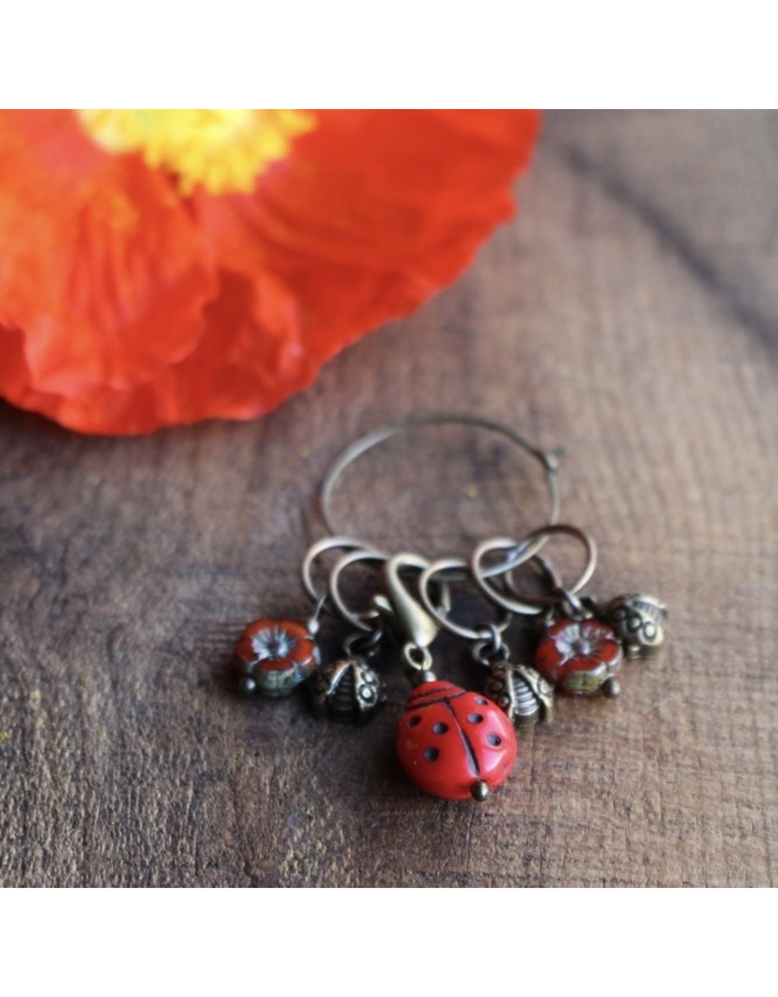 Never Not Knitting Garden Visitors Stitch Markers, Ladybug