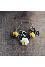 Never Not Knitting April Showers Stitch Markers, Yellow Flowers