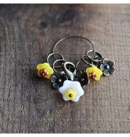 Never Not Knitting April Showers Stitch Markers, Yellow Flowers