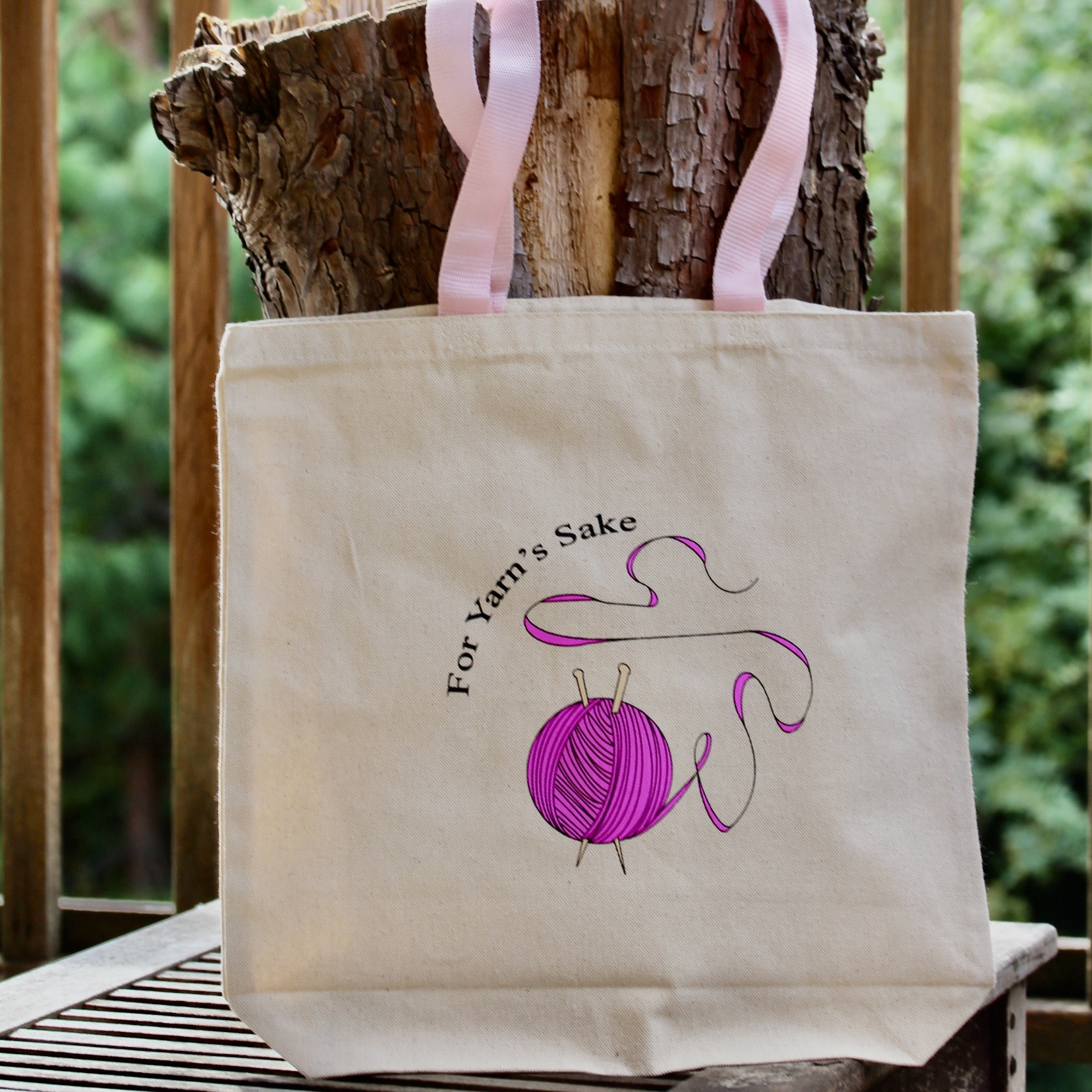 For Yarn's Sake Pretty Pink String Tote with Pink Handles - For Yarn's Sake