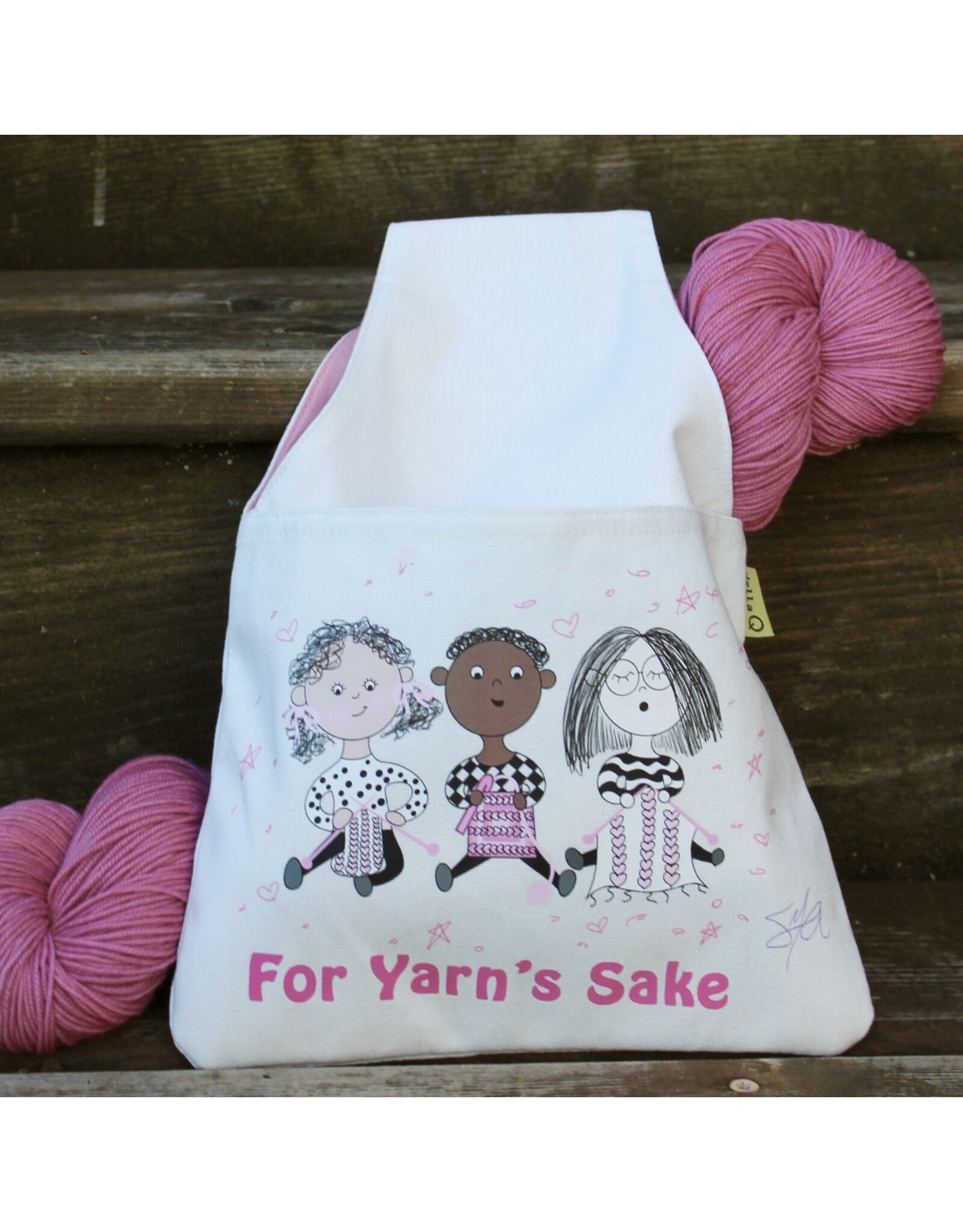 della Q For Yarn's Sake Custom Nora Wrist Project Bag, Pink