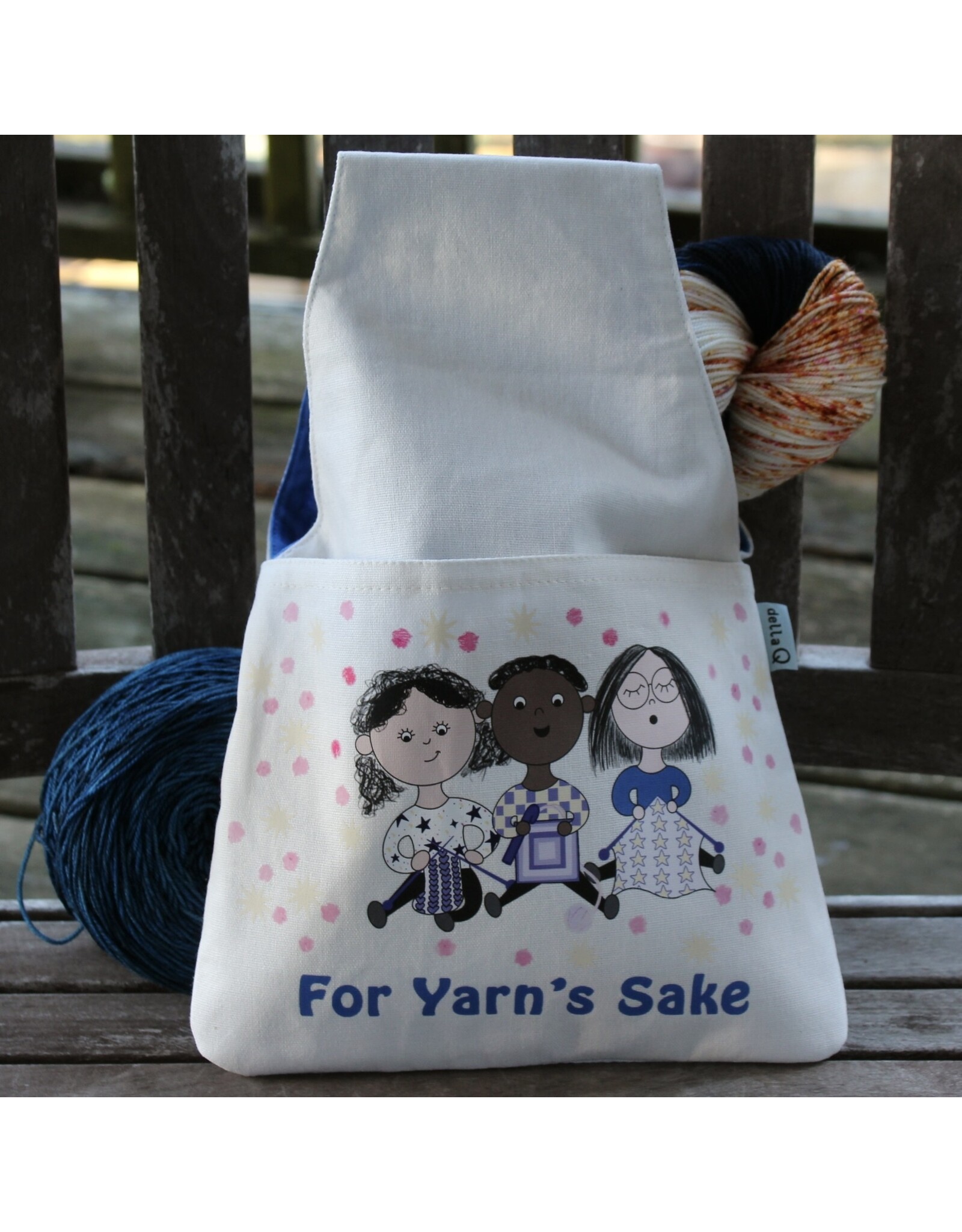 della Q For Yarn's Sake Custom Nora Wrist Project Bag, Blue