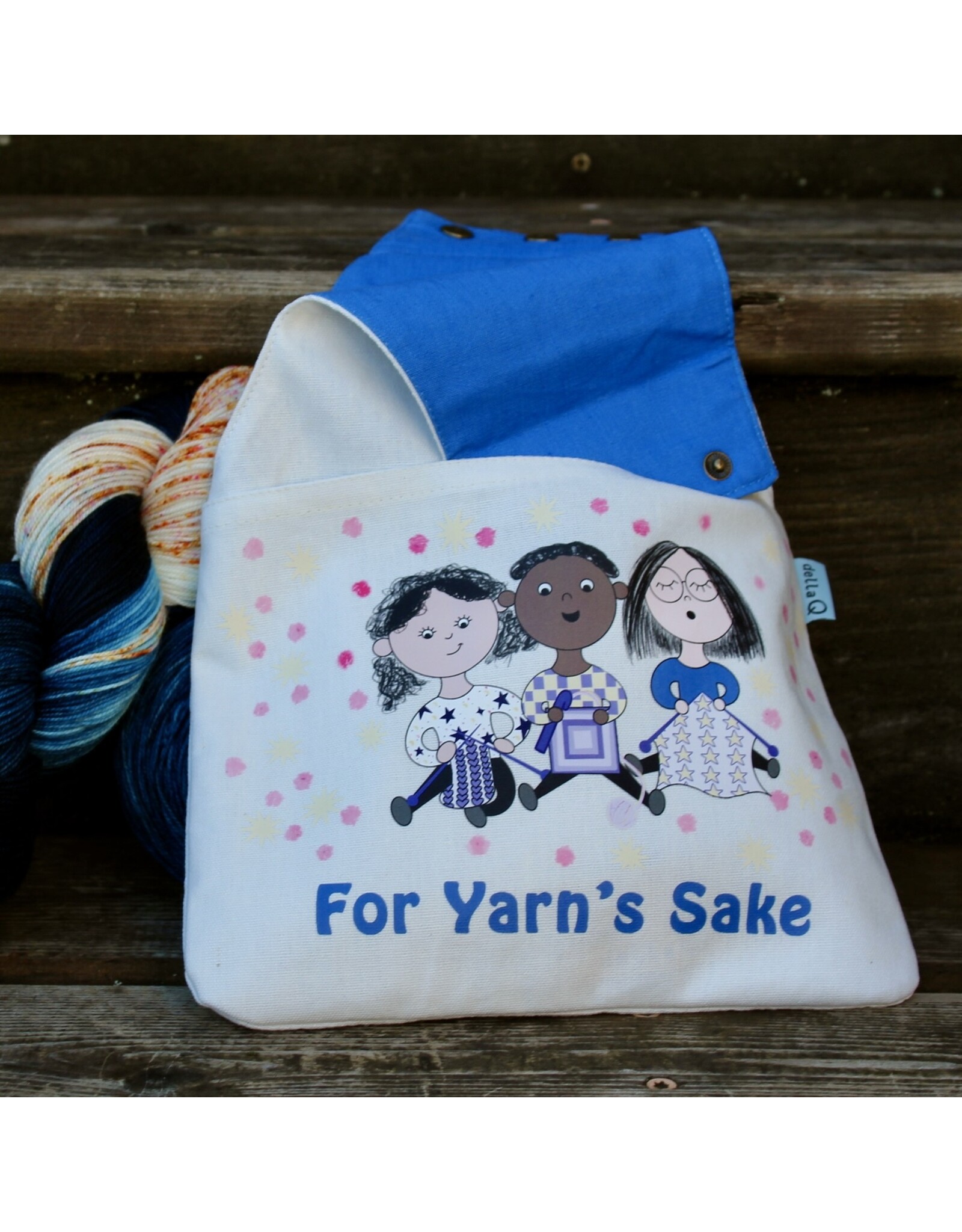 della Q For Yarn's Sake Custom Nora Wrist Project Bag, Blue