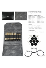 Lykke Lykke Driftwood 5-inch Interchangeable Circular Needle Set, Grey Denim Effect Case