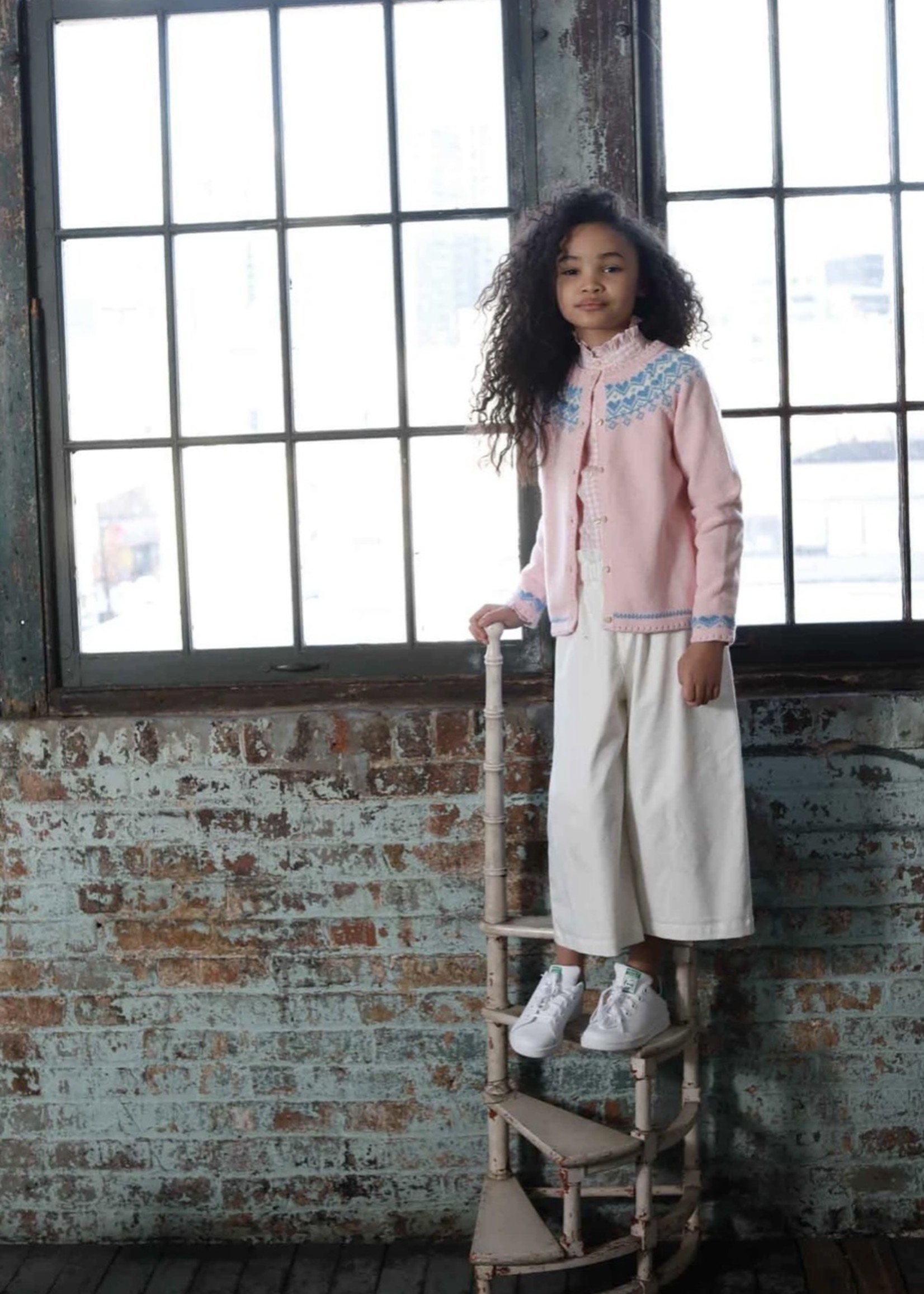Sage Cardigan Fair Isle - Impatiens Pink