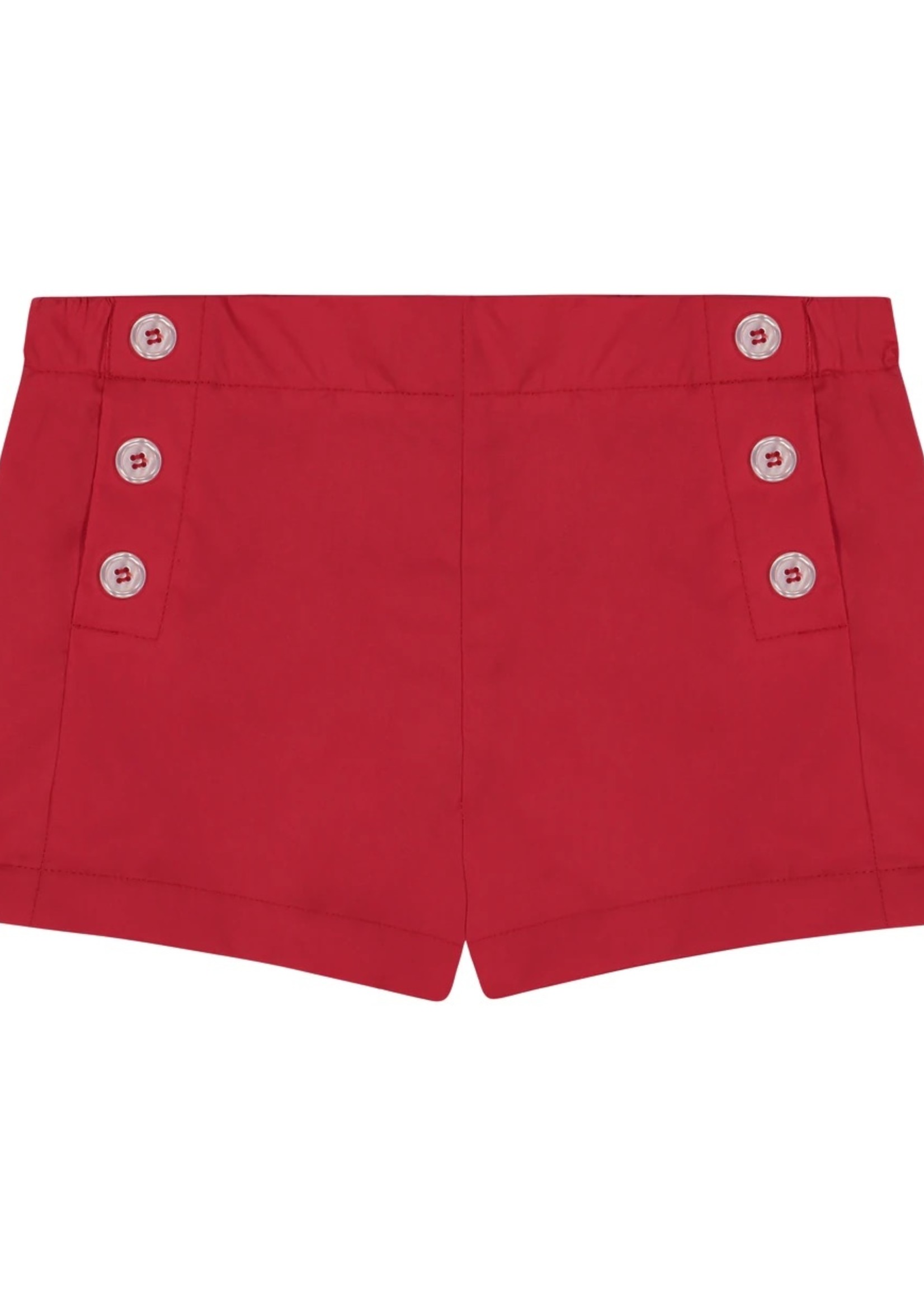 RED POPLIN SAILOR BUTTON SHORTS Layette Dallas