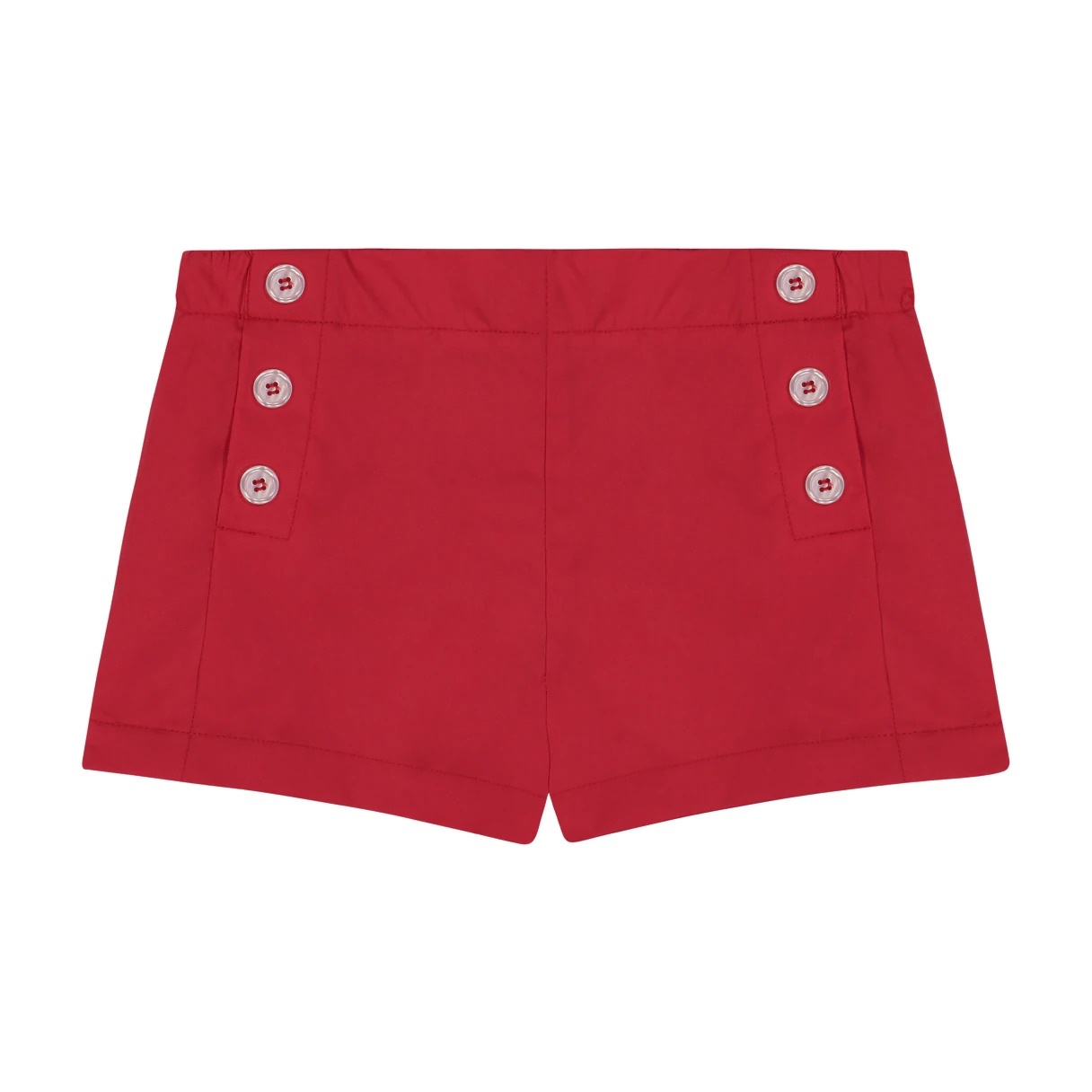 RED POPLIN SAILOR BUTTON SHORTS 
